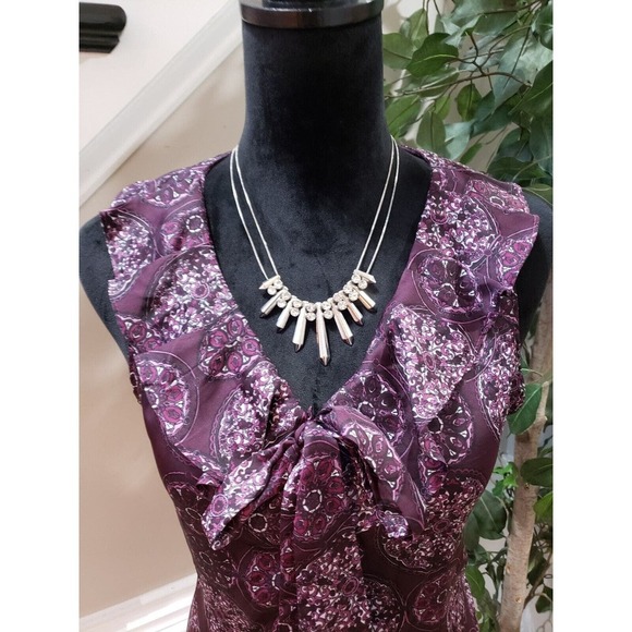Apt. 9 Women's Purple Floral Polyester V-Neck Sleeveless Casual Top Blouse Large - Picture 9 of 11